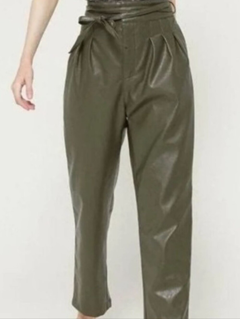 Source Unknown Olive Leather Women's Pants